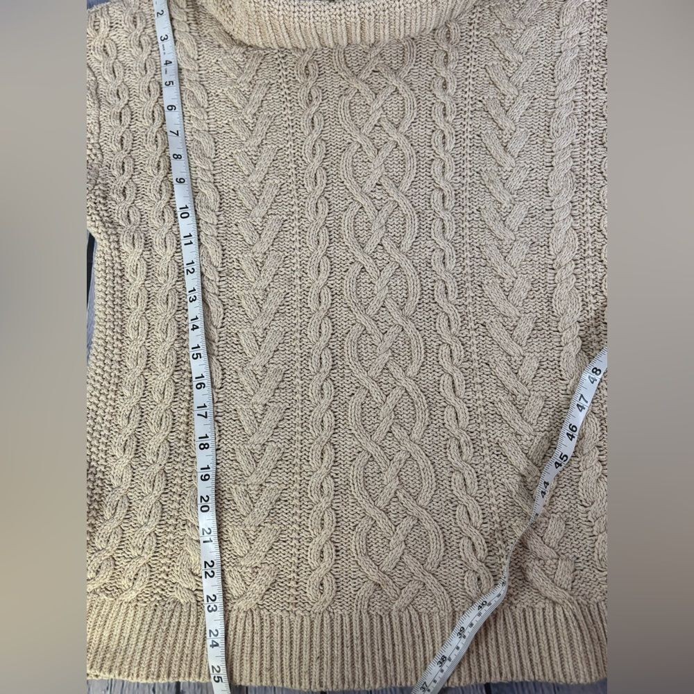Lauren Ralph Lauren Cream Classic Cable Knit Cottagecore Turtleneck Sweater XL - Picture 13 of 13